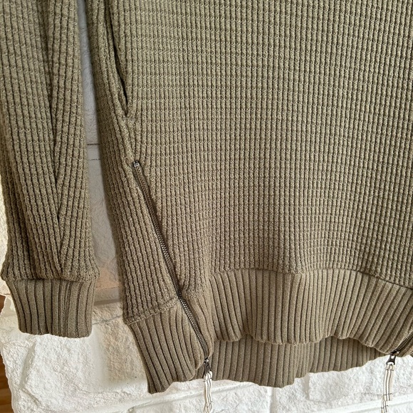 Anthropologie | Pure+Good Cowlneck Waffle Knit Olive Green Tunic Sweater - Picture 5 of 12